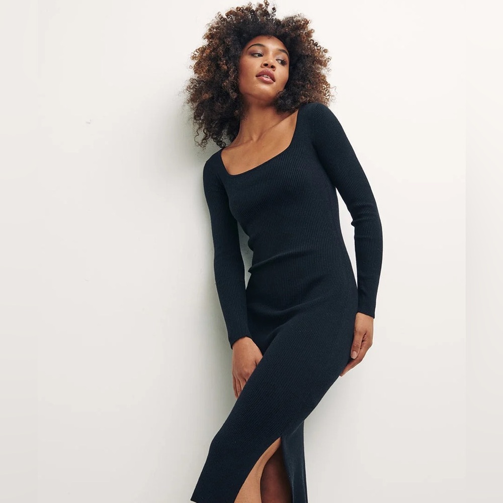 Rag & Bone Knit Black Long Sleeve Dress